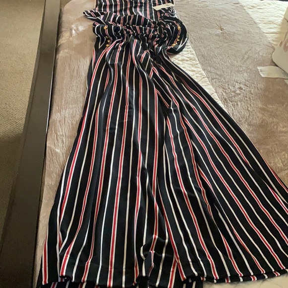 New Ralph Lauren women's striped jumpsuit Size M sleepless black white in red. - Picture 3 of 5